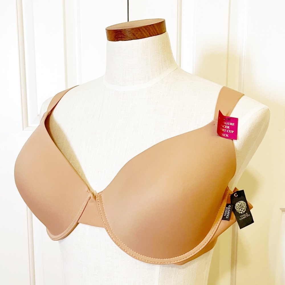 NWT! Vince Camuto Tan Full Figure Spacer T-Shirt Cup Bra Adjustable Straps. 42D